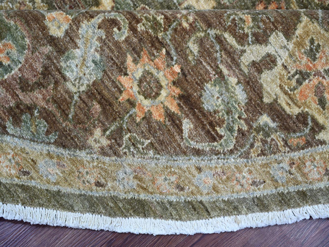 8'1" x 8'4" New Hand Knotted Green Wool Round Oriental Rug - MOA10221517