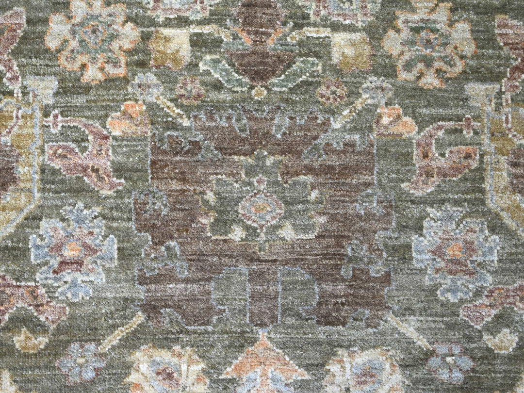 8'1" x 8'4" New Hand Knotted Green Wool Round Oriental Rug - MOA10221517