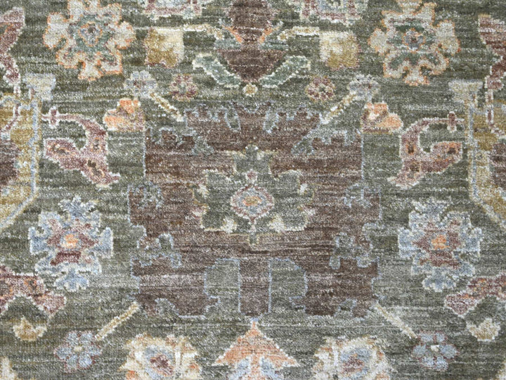 8'1" x 8'4" New Hand Knotted Green Wool Round Oriental Rug - MOA10221517