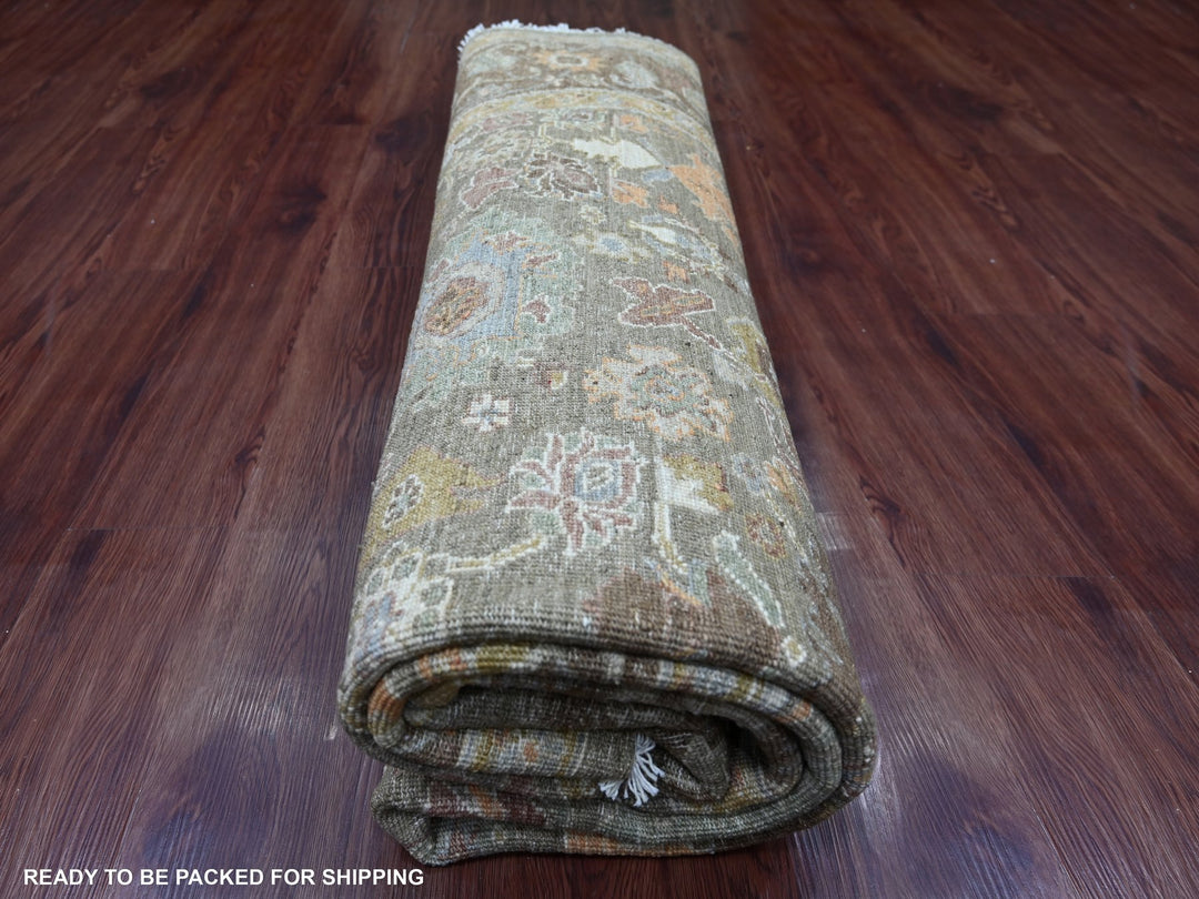 8'1" x 8'4" New Hand Knotted Green Wool Round Oriental Rug - MOA10221517