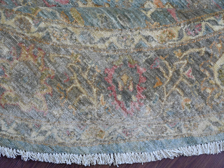 7'11" x 7'11" New Hand Knotted Blue Wool Round Oriental Rug - MOA10221518