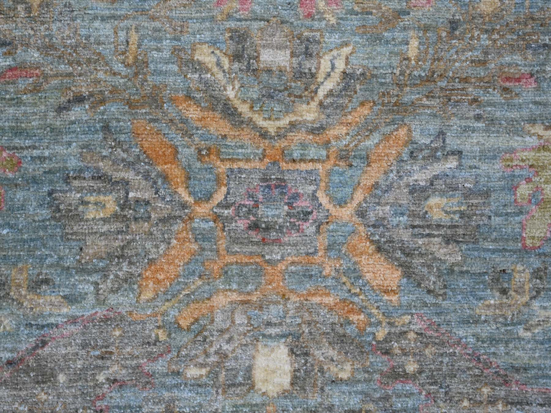 7'11" x 7'11" New Hand Knotted Blue Wool Round Oriental Rug - MOA10221518