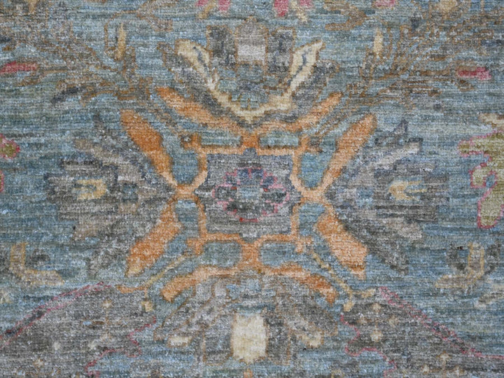 7'11" x 7'11" New Hand Knotted Blue Wool Round Oriental Rug - MOA10221518