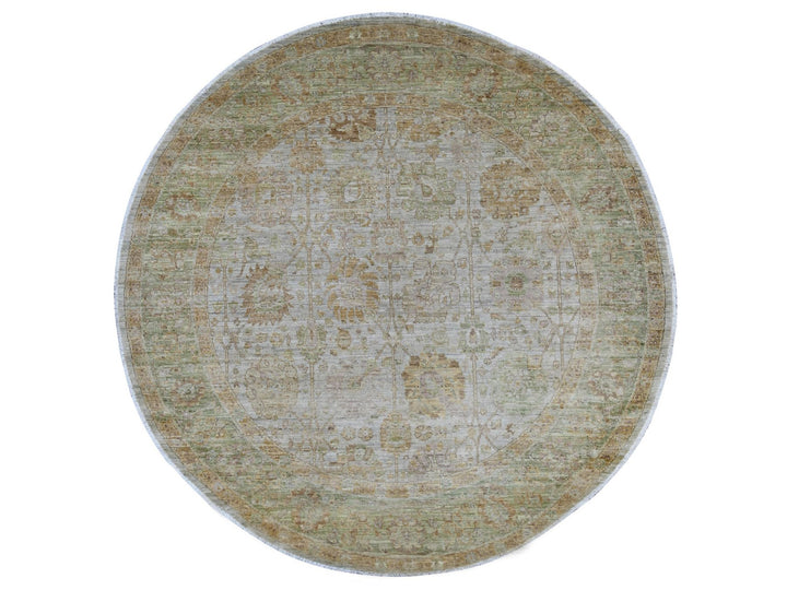 8'1" x 8'2" New Hand Knotted Grey Wool Round Oriental Rug - MOA10221519