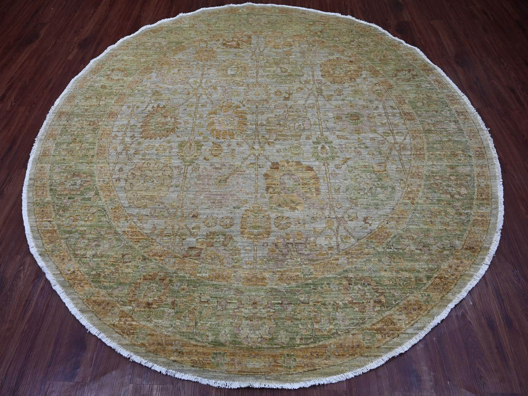 8'1" x 8'2" New Hand Knotted Grey Wool Round Oriental Rug - MOA10221519