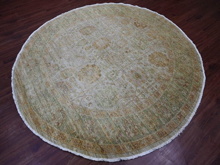 8'1" x 8'2" New Hand Knotted Grey Wool Round Oriental Rug - MOA10221519