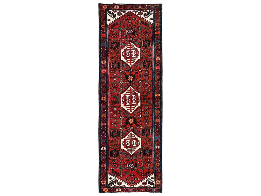 2'10" x 9'6" New Hand Knotted Red Wool Runner Oriental Rug - MOA1022151