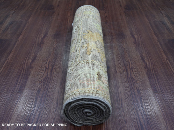 2'6" x 15'10" New Hand Knotted Brown Wool Runner Oriental Rug - MOA10221520