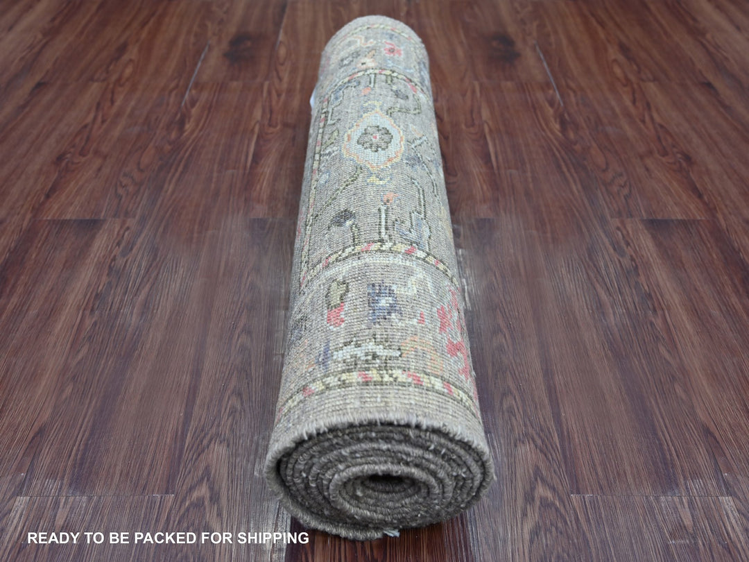 2'8" x 13'8" New Hand Knotted Brown Wool Runner Oriental Rug - MOA10221522
