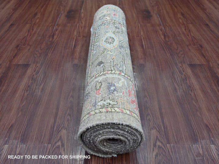 2'8" x 13'8" New Hand Knotted Brown Wool Runner Oriental Rug - MOA10221522