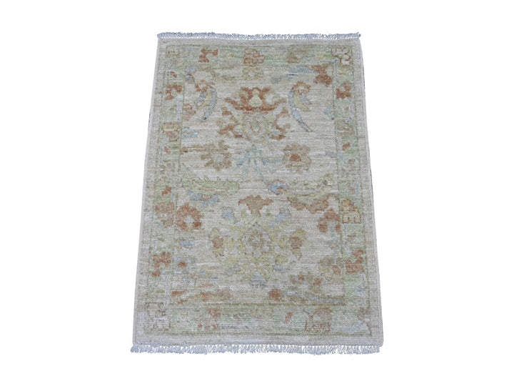 2'1" x 2'11" New Hand Knotted Grey Wool Rectangle Oriental Rug - MOA10221526