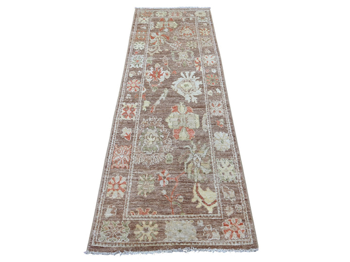 2'7" x 7'8" New Hand Knotted Brown Wool Runner Oriental Rug - MOA10221527
