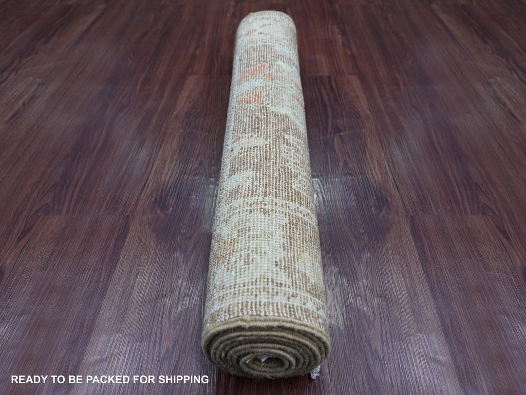 2'7" x 7'8" New Hand Knotted Brown Wool Runner Oriental Rug - MOA10221527