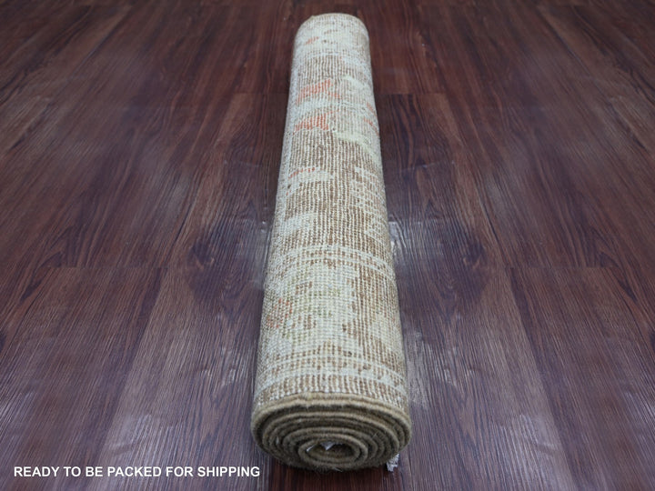 2'7" x 7'8" New Hand Knotted Brown Wool Runner Oriental Rug - MOA10221527