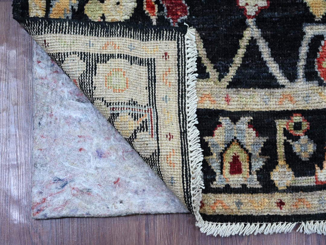 2'9" x 8'1" New Hand Knotted Black Wool Runner Oriental Rug - MOA10221529