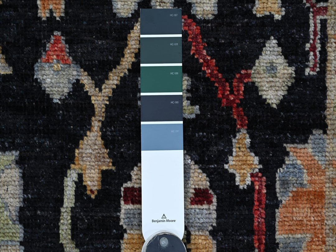 2'9" x 8'1" New Hand Knotted Black Wool Runner Oriental Rug - MOA10221529
