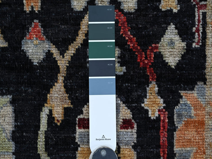 2'9" x 8'1" New Hand Knotted Black Wool Runner Oriental Rug - MOA10221529