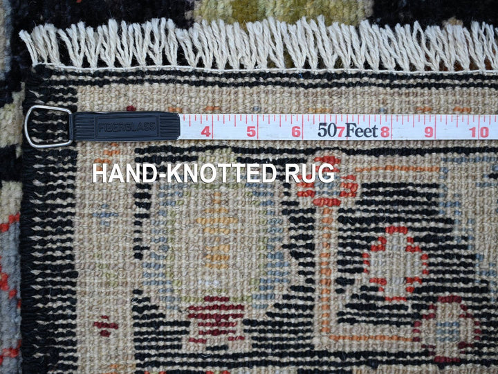 2'9" x 8'1" New Hand Knotted Black Wool Runner Oriental Rug - MOA10221529