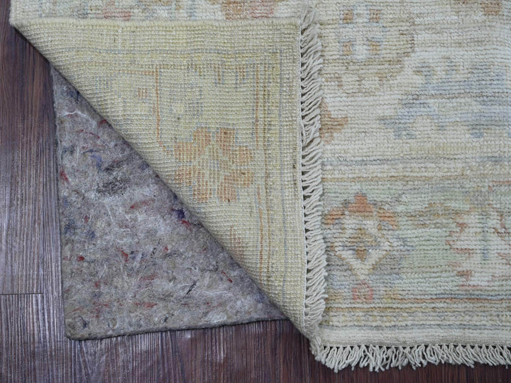 2'8" x 7'7" New Hand Knotted Ivory Wool Runner Oriental Rug - MOA10221530