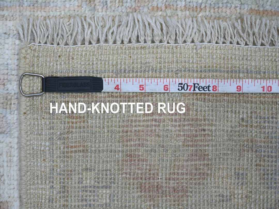 2'8" x 7'7" New Hand Knotted Ivory Wool Runner Oriental Rug - MOA10221530