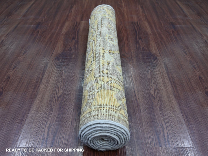 2'9" x 9'7" New Hand Knotted Grey Wool Runner Oriental Rug - MOA10221531