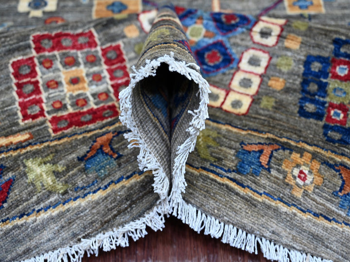 9'10" x 10'0" New Hand Knotted Grey Wool Round Oriental Rug - MOA10221535