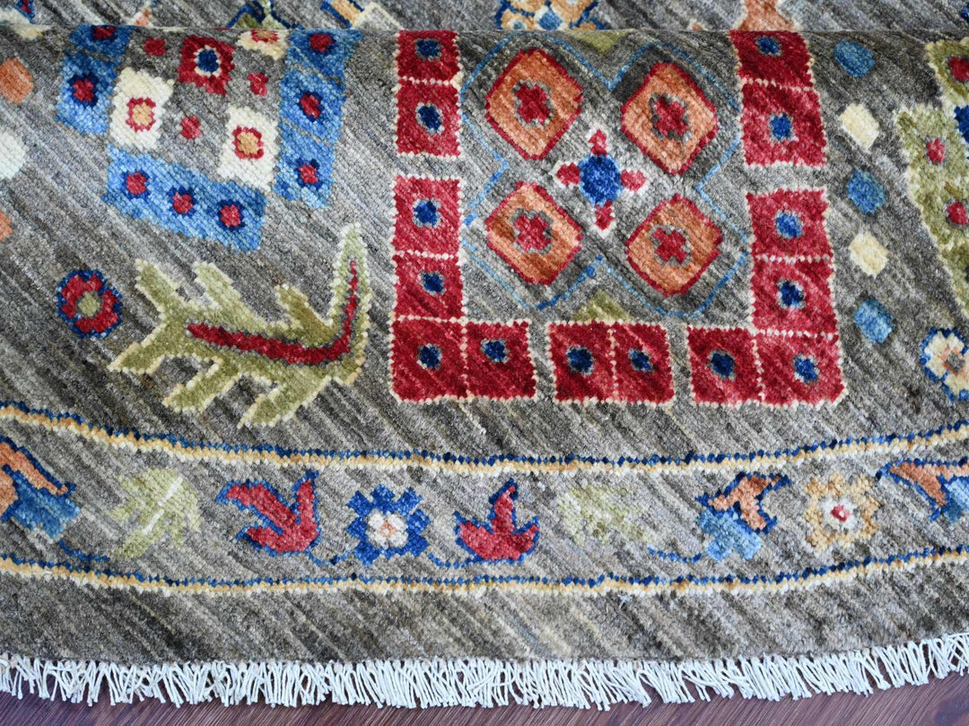 9'10" x 10'0" New Hand Knotted Grey Wool Round Oriental Rug - MOA10221535
