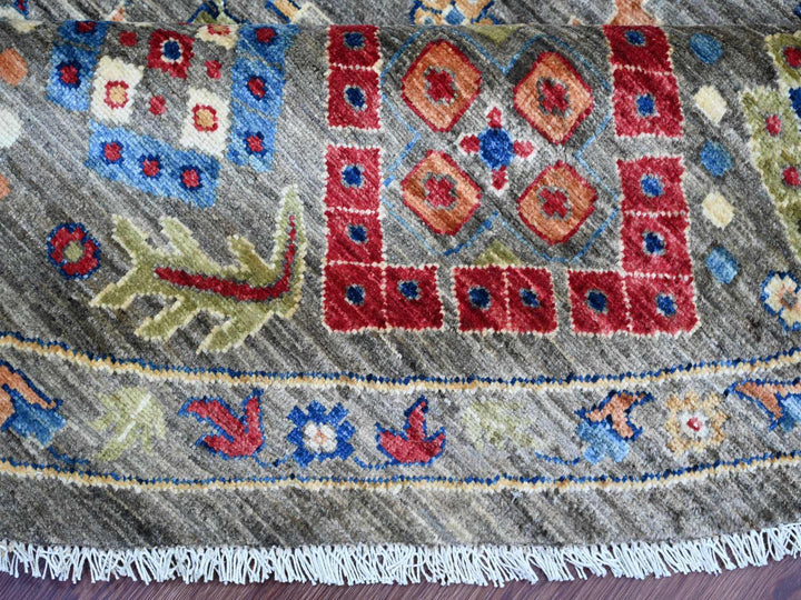 9'10" x 10'0" New Hand Knotted Grey Wool Round Oriental Rug - MOA10221535