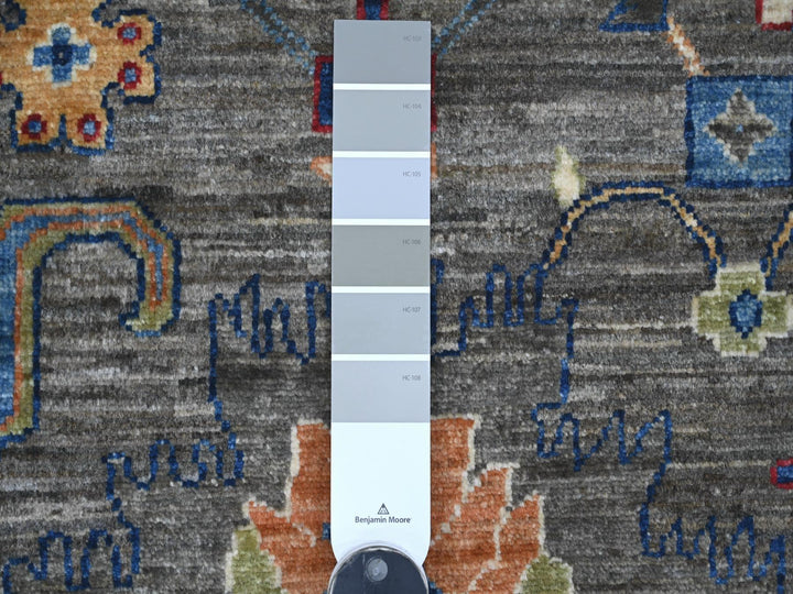 9'10" x 10'0" New Hand Knotted Grey Wool Round Oriental Rug - MOA10221535