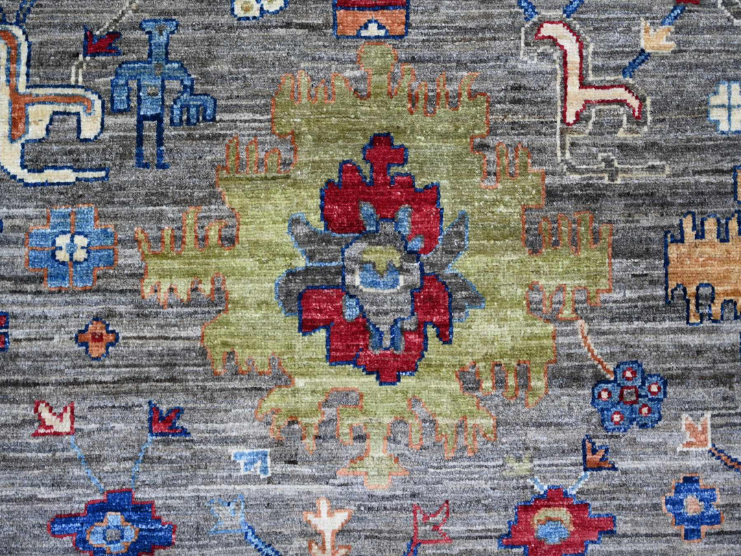 9'10" x 10'0" New Hand Knotted Grey Wool Round Oriental Rug - MOA10221535