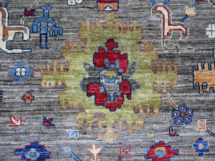 9'10" x 10'0" New Hand Knotted Grey Wool Round Oriental Rug - MOA10221535