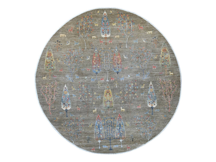 10'0" x 10'2" New Hand Knotted Grey Wool Round Oriental Rug - MOA10221536