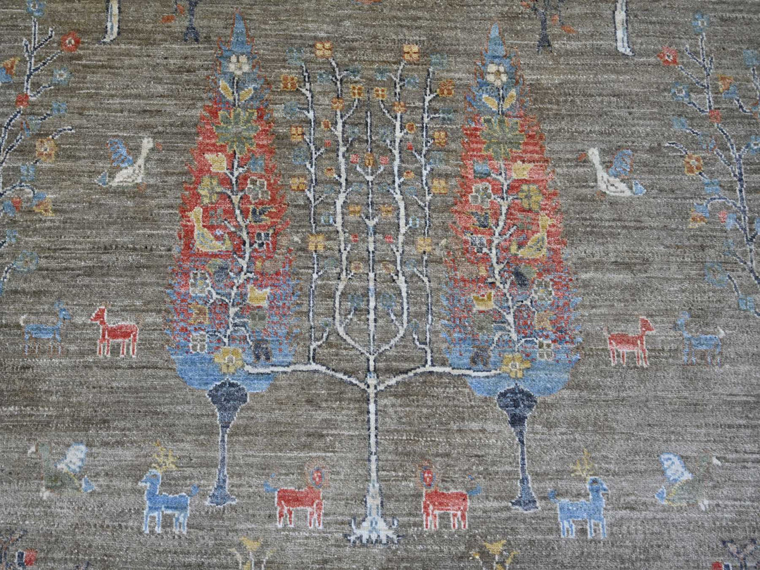 10'0" x 10'2" New Hand Knotted Grey Wool Round Oriental Rug - MOA10221536