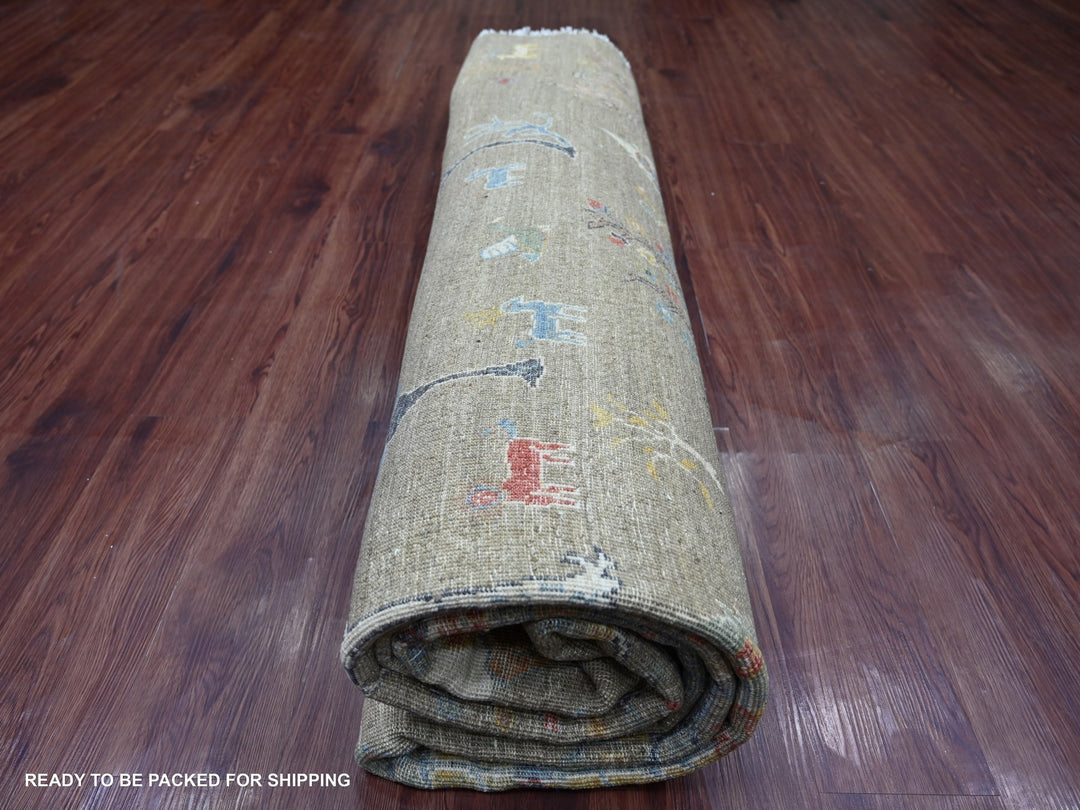 10'0" x 10'2" New Hand Knotted Grey Wool Round Oriental Rug - MOA10221536