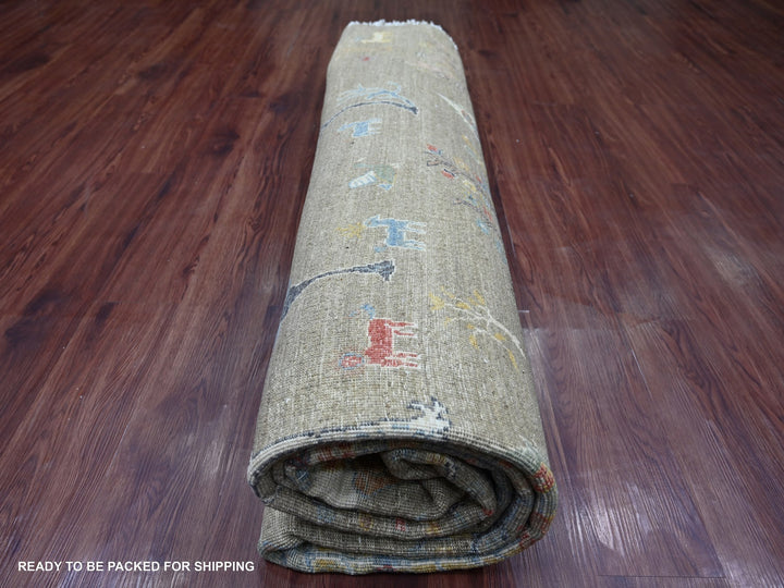 10'0" x 10'2" New Hand Knotted Grey Wool Round Oriental Rug - MOA10221536