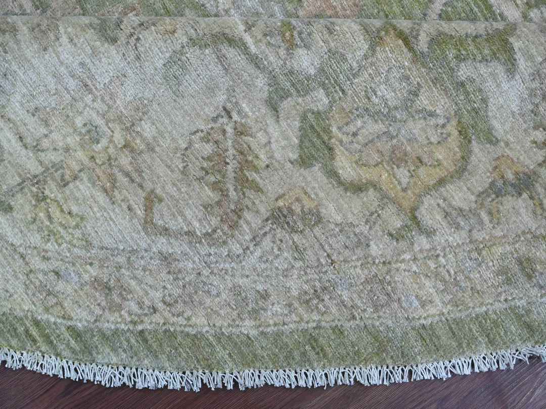 9'8" x 9'10" New Hand Knotted Green Wool Round Oriental Rug - MOA10221537