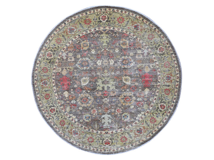 9'11" x 9'11" New Hand Knotted Grey Wool Round Oriental Rug - MOA10221538