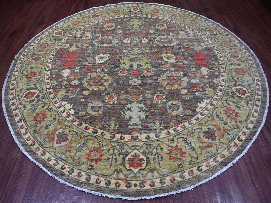 9'11" x 9'11" New Hand Knotted Grey Wool Round Oriental Rug - MOA10221538