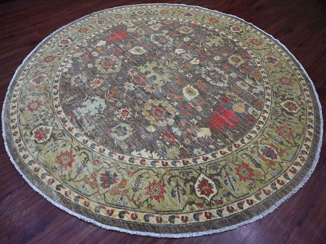 9'11" x 9'11" New Hand Knotted Grey Wool Round Oriental Rug - MOA10221538