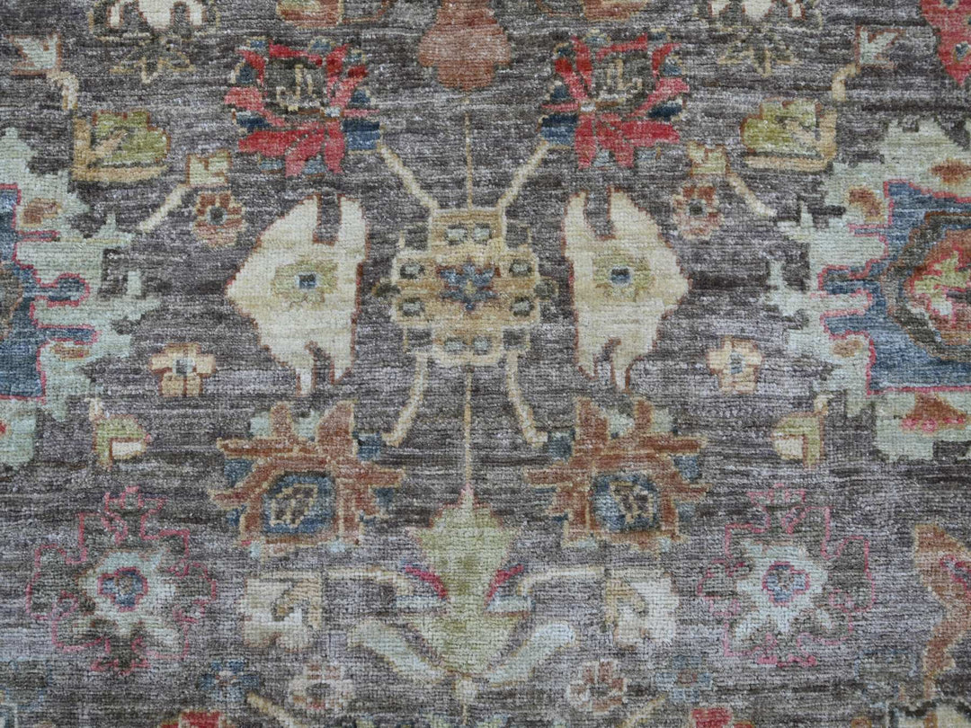 9'11" x 9'11" New Hand Knotted Grey Wool Round Oriental Rug - MOA10221538