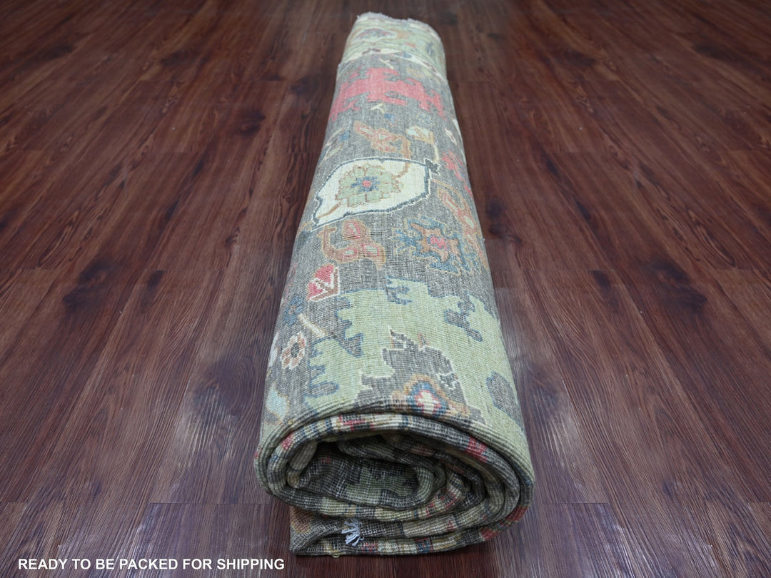 9'11" x 9'11" New Hand Knotted Grey Wool Round Oriental Rug - MOA10221538