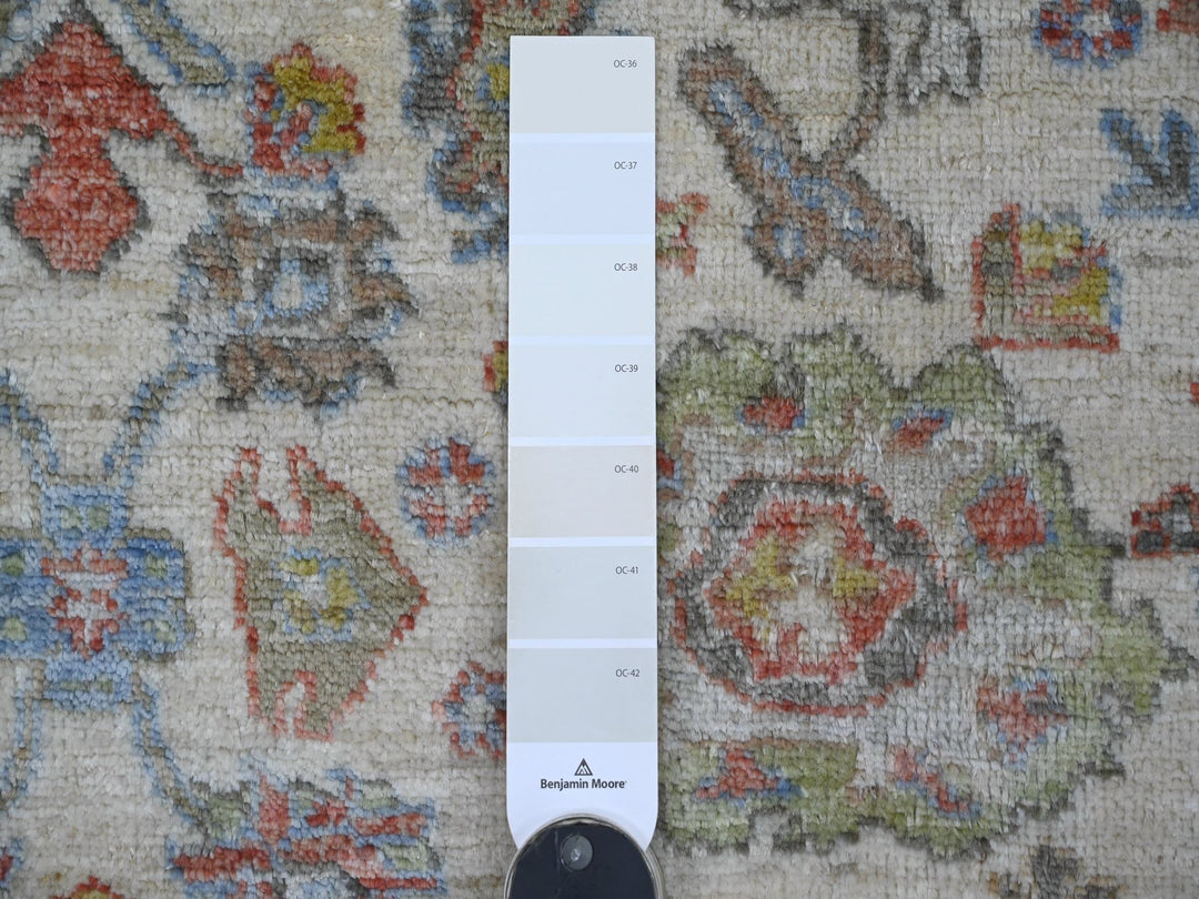 6'1" x 6'5" New Hand Knotted Ivory Wool Round Oriental Rug - MOA10221539