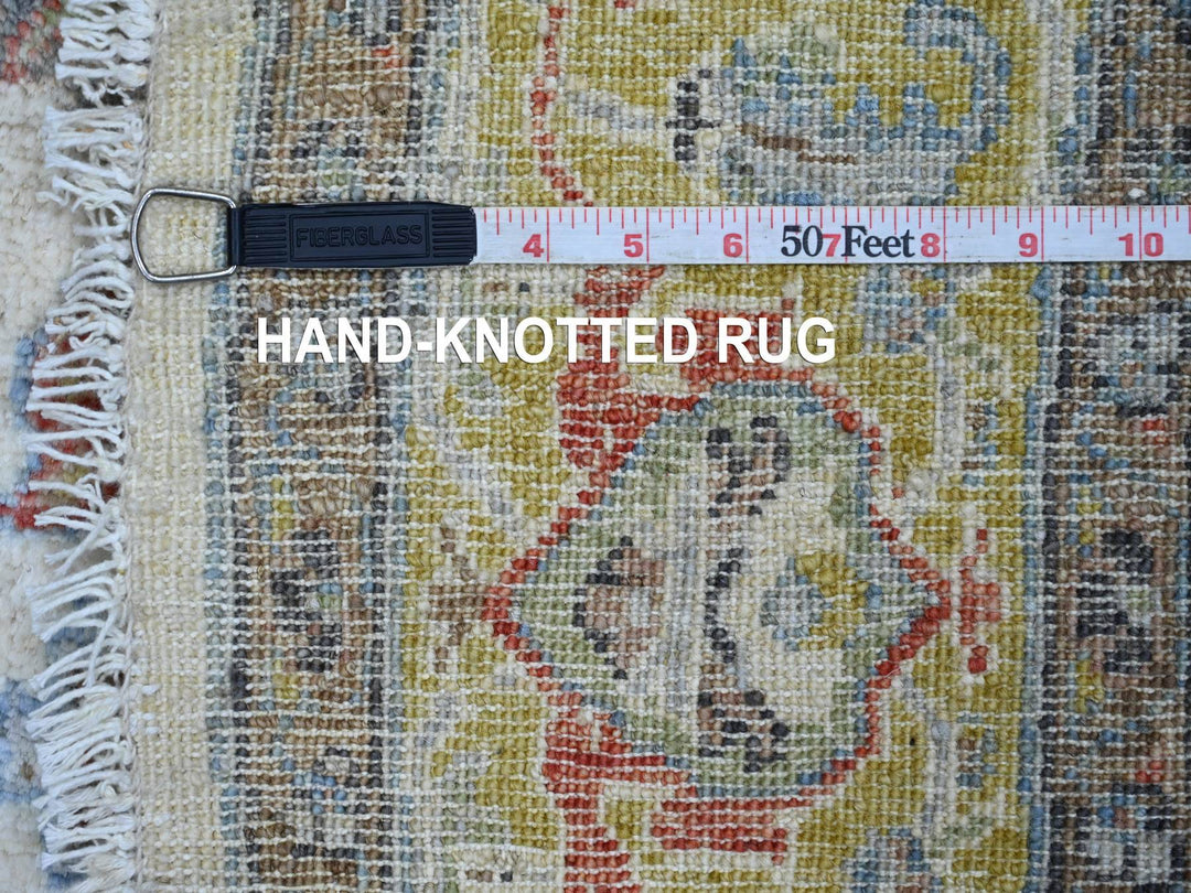 6'1" x 6'5" New Hand Knotted Ivory Wool Round Oriental Rug - MOA10221539