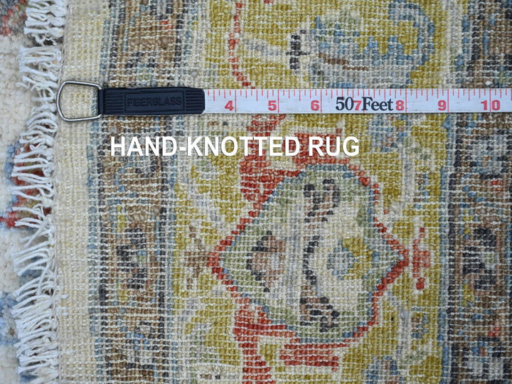 6'1" x 6'5" New Hand Knotted Ivory Wool Round Oriental Rug - MOA10221539