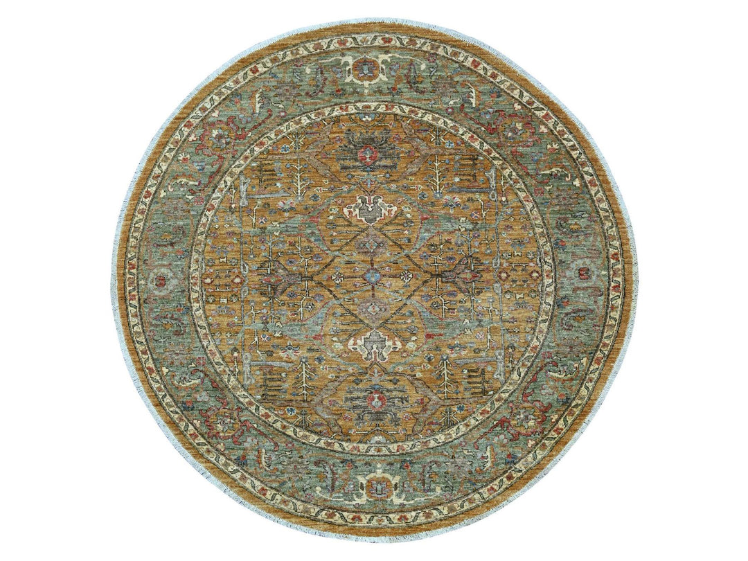 6'0" x 6'2" New Hand Knotted Brown Wool Round Oriental Rug - MOA10221540
