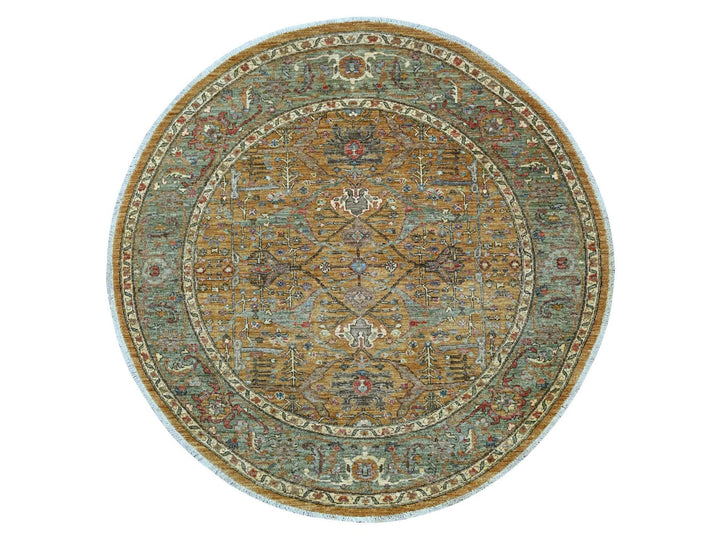 6'0" x 6'2" New Hand Knotted Brown Wool Round Oriental Rug - MOA10221540