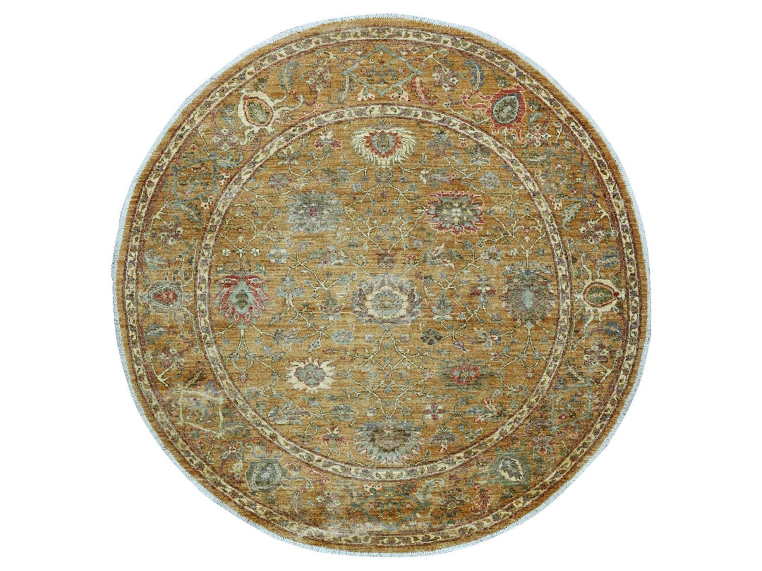 6'0" x 6'1" New Hand Knotted Brown Wool Round Oriental Rug - MOA10221542