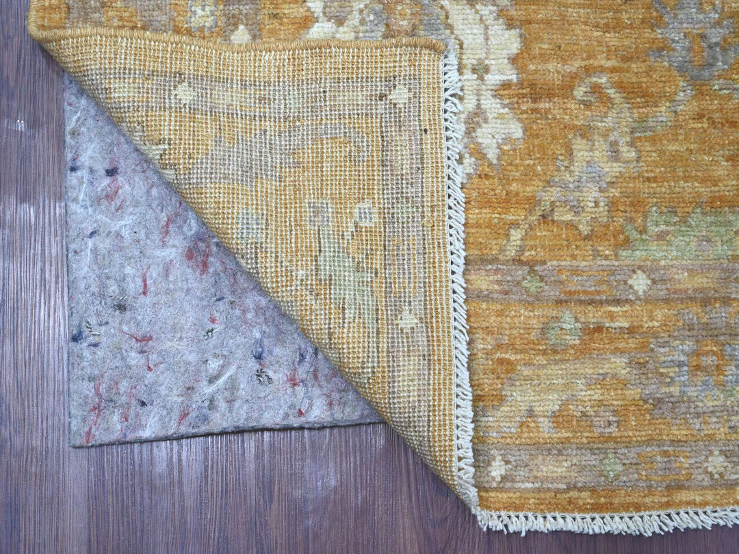 4'1" x 10'1" New Hand Knotted Brown Wool Runner Oriental Rug - MOA10221543