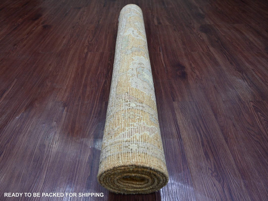 4'1" x 10'1" New Hand Knotted Brown Wool Runner Oriental Rug - MOA10221543