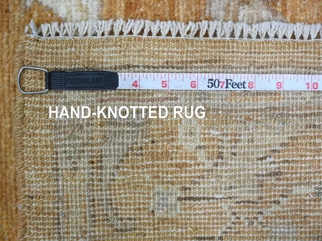 4'1" x 10'1" New Hand Knotted Brown Wool Runner Oriental Rug - MOA10221543